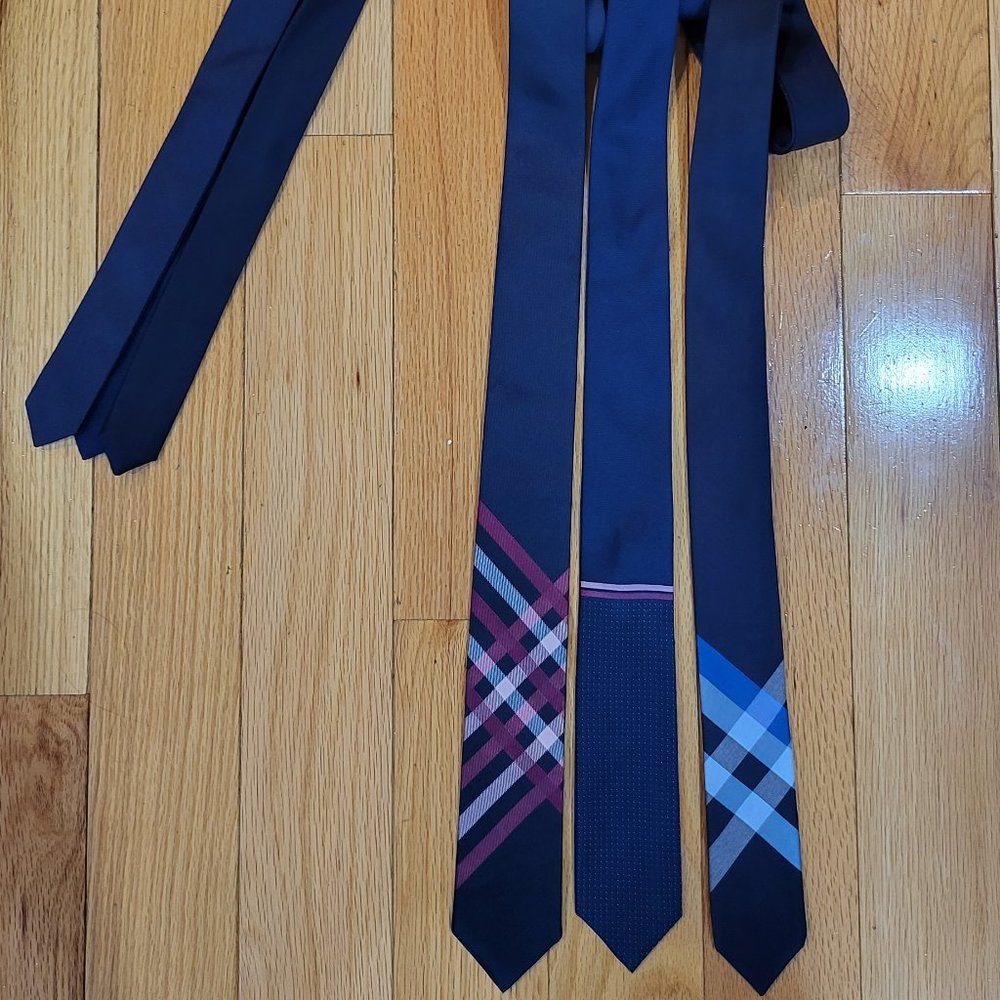 3 Express Slim Ties Blue with Patterns